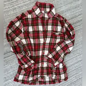 Hanna Andersson Red and Green Plaid  Button Down pajamas